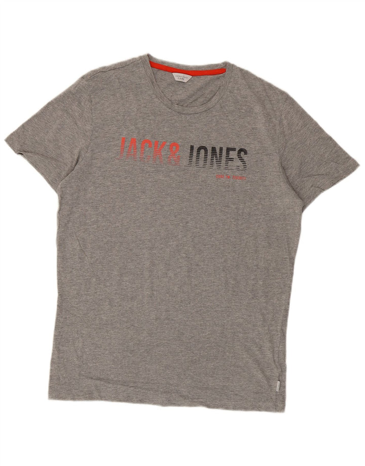 Jack & Jones Herren Core Graphic T-Shirt-Oberteil aus mittelgrauer Baumwolle