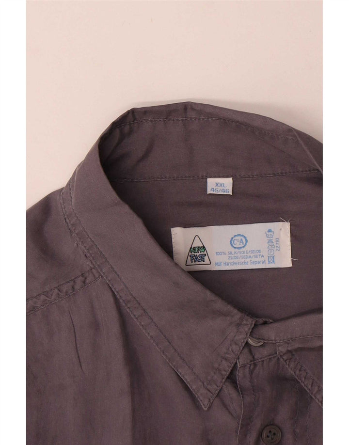 Neues Fast Herren Kurzarmhemd Größe 45/46 2XL Graue Seide