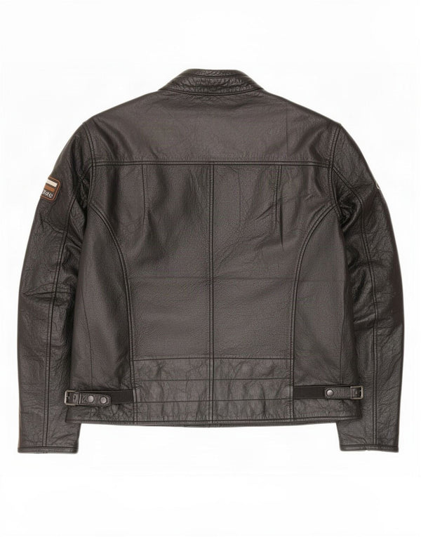 Vintage Herren Motorrad Graphic Racer Jacke UK 44 2XL Schwarz Colourblock