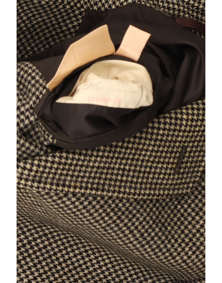 Aquascutum Herrenmantel UK 36 Small Black Houndstooth Wool Classic