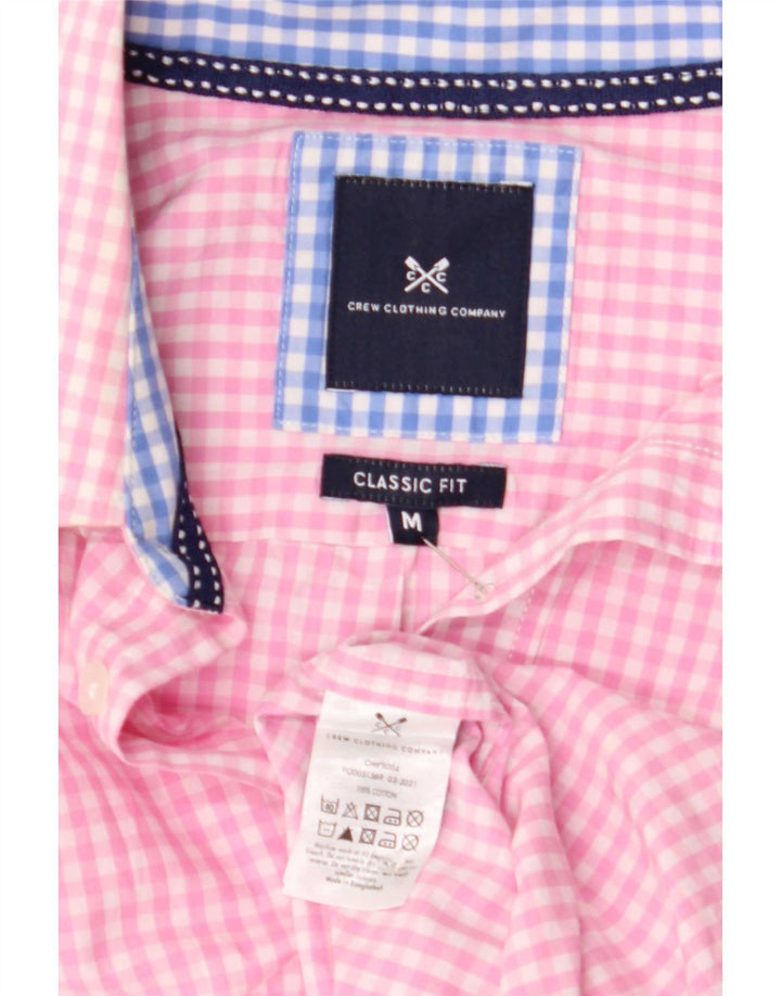 Crew Clothing Herren-Hemd mit klassischer Passform, mittelrosa Gingham-Baumwolle