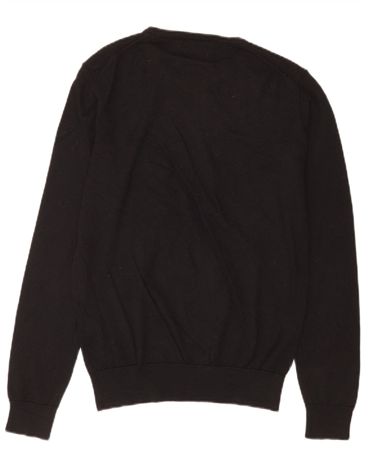 Zara Mens Crew Neck Jumper Sweater Medium Black Wool