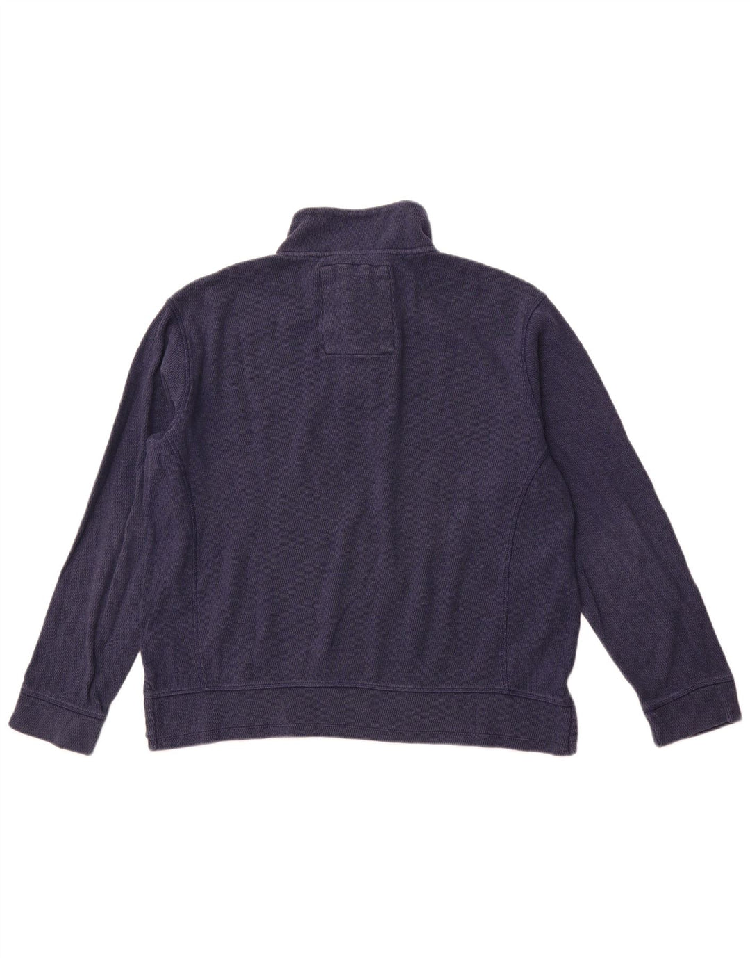FAT FACE Mens Button Neck Sweatshirt Jumper Large Navy Blue Cotton