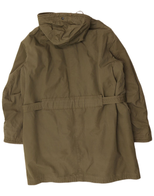 Vintage Herren Loose Fit Kapuzen Sherpa Parka Jacke UK 36 Small Khaki