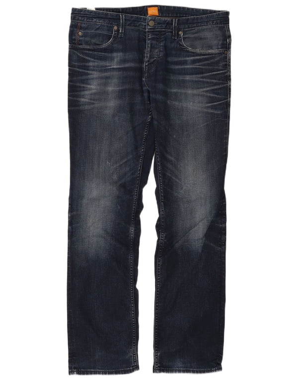 HUGO BOSS Herren Straight Jeans W34 L32 Marineblaue Baumwolle