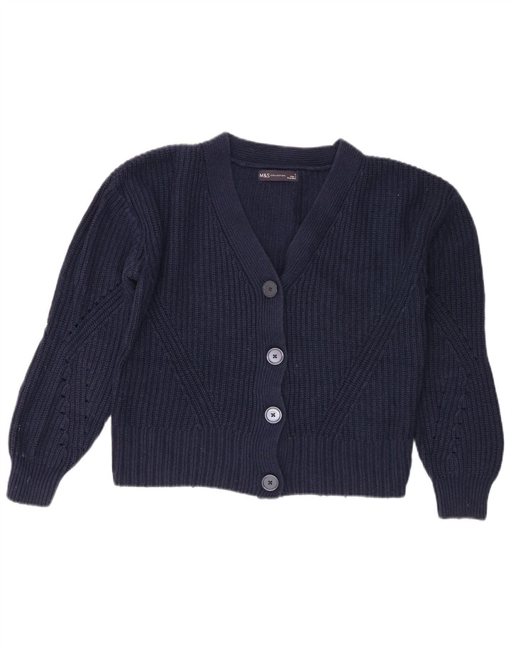 Marks & Spencer Damen Crop Cardigan Pullover UK 10 Small Marineblau