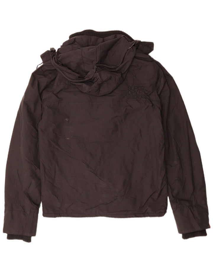 SUPERDRY Herren-Windbreakerjacke mit Kapuze, UK 38, Mittelschwarz, Polyester