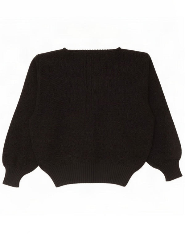 Dama Damen Übergroßer Pullover mit U-Boot-Ausschnitt IT 46 Large Black Floral