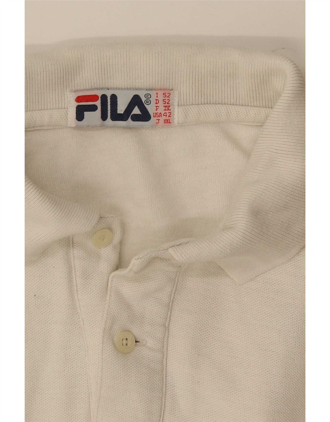 Fila Herren Langarm-Poloshirt US 42 Large Weiß