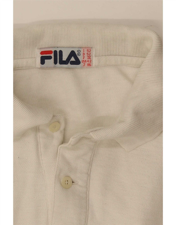 Fila Herren Langarm-Poloshirt US 42 Large Weiß