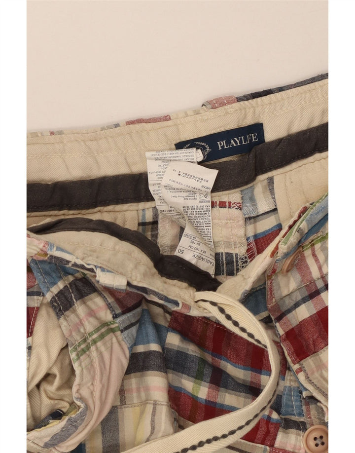 Playlife Herren-Cargoshorts IT 50 Large W36 Mehrfarbig karierte Baumwolle
