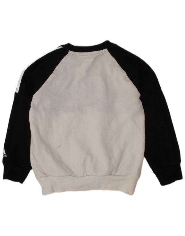 ADIDAS Boys Graphic Sweatshirt Jumper 4-5 Years Black Colourblock Cotton
