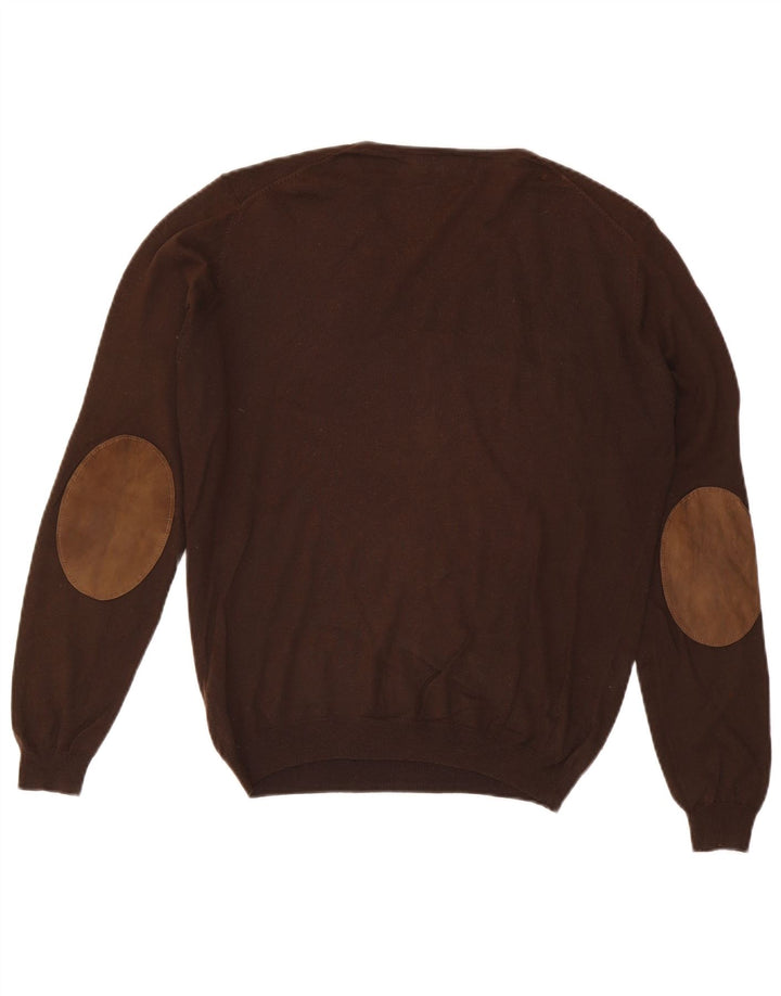 Massimo Dutti Herren-Pullover mit V-Ausschnitt aus mittelbraunem Kaschmir