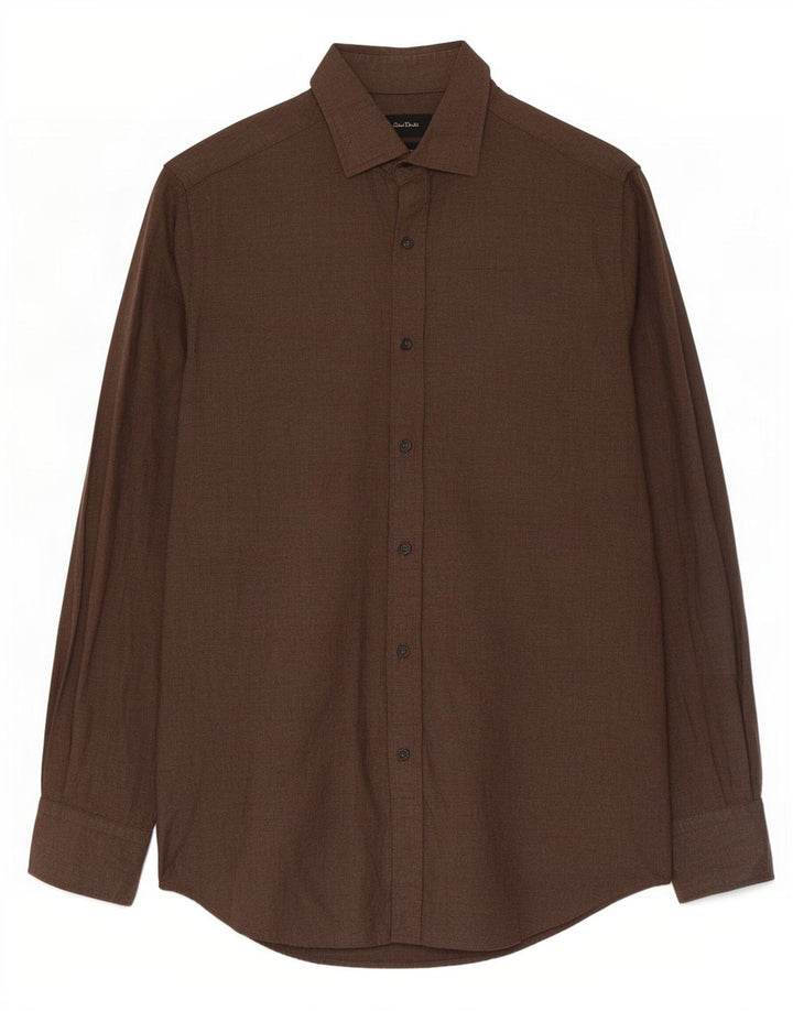 Massimo Dutti Herrenhemd, klein, braune Baumwolle