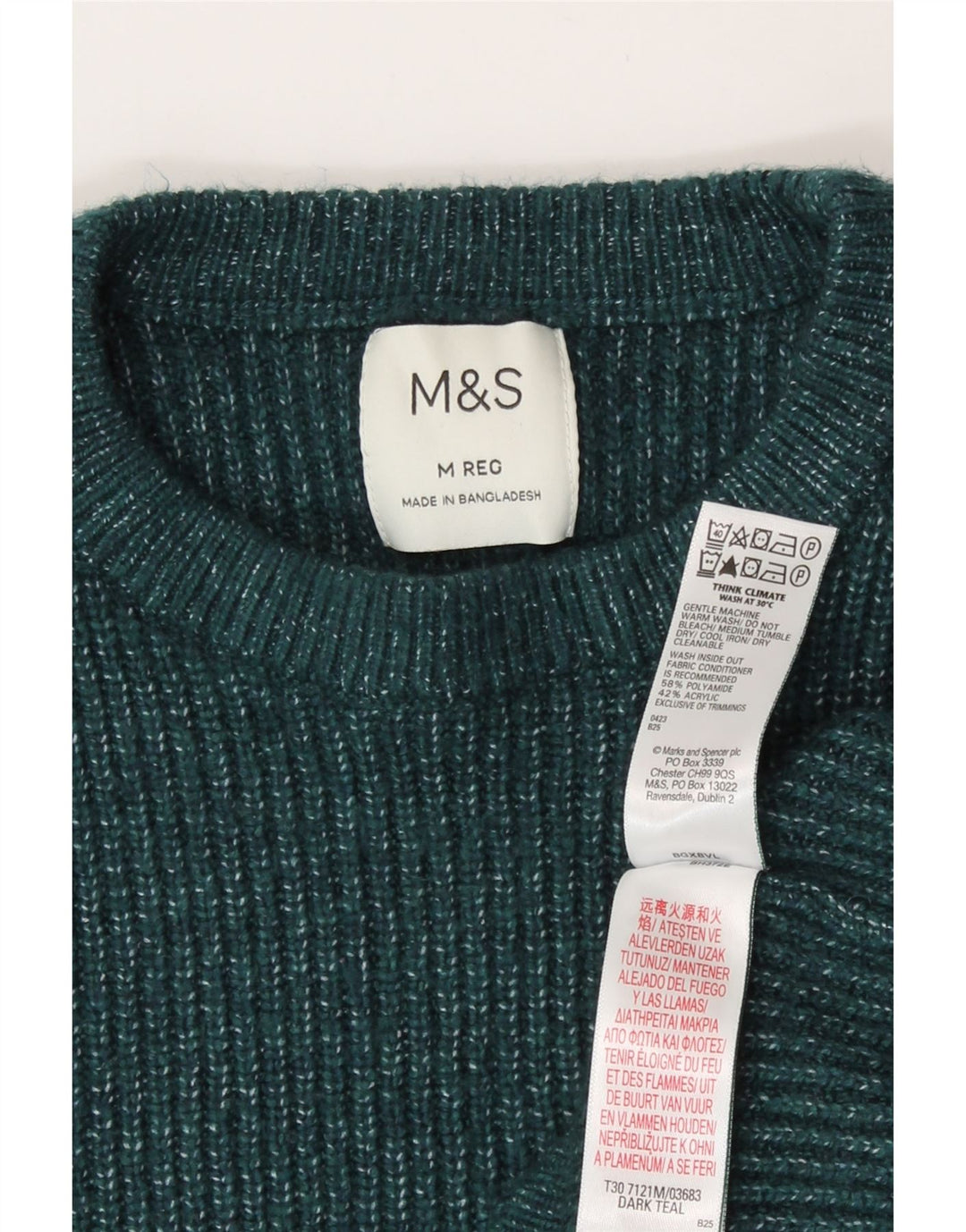 Marks & Spencer Damen-Pullover mit Rundhalsausschnitt, Gr. 14, Mittelgrün meliert
