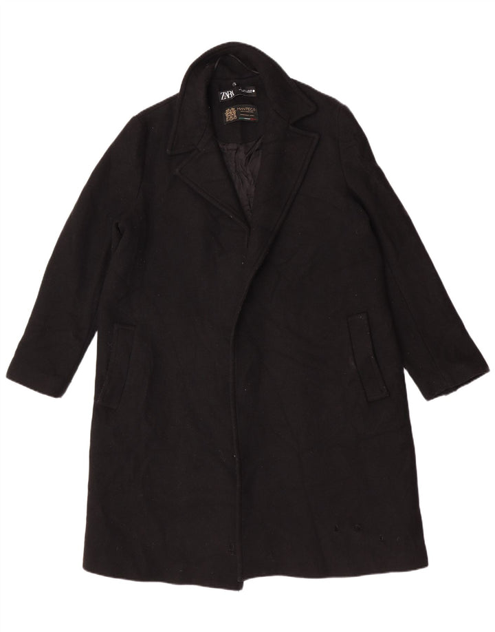 Zara Womens Open Overcoat UK 16 Large Schwarz