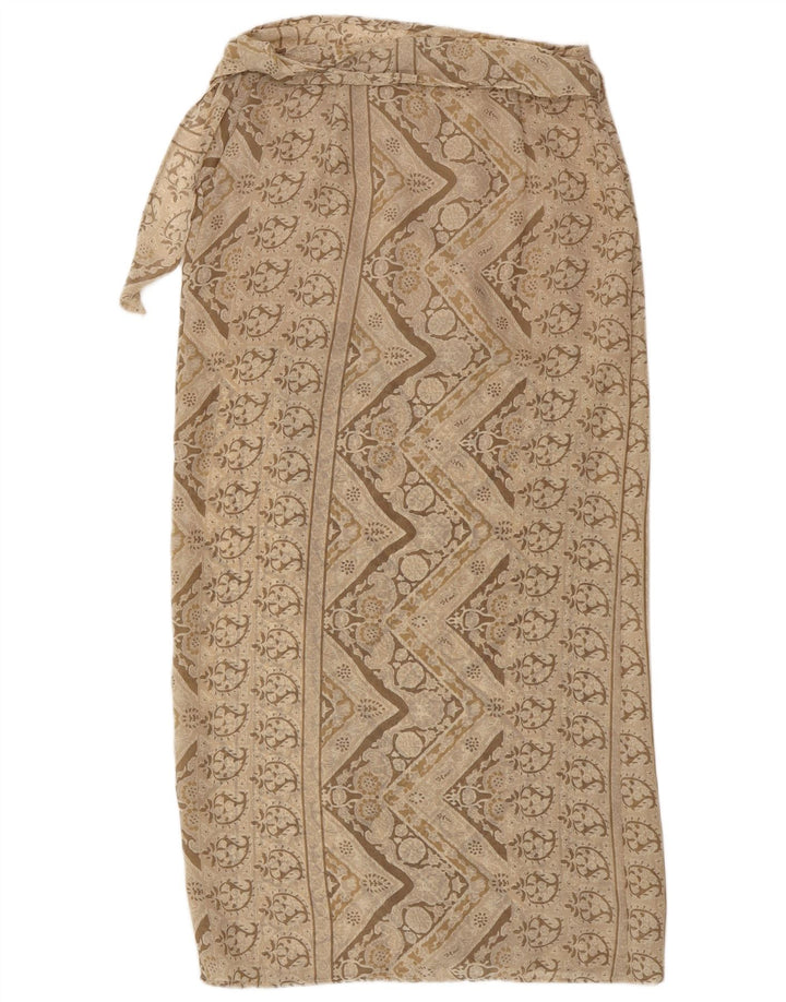 Vintage Damen Maxi Wickelrock Medium W28 Beige Floral