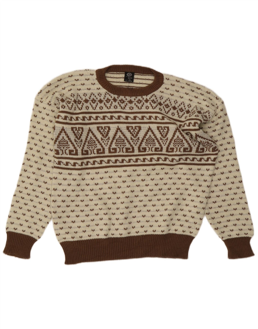 C & A Herren-Pullover mit Rundhalsausschnitt, IT 48/50, Mittelbeige, Fair Isle