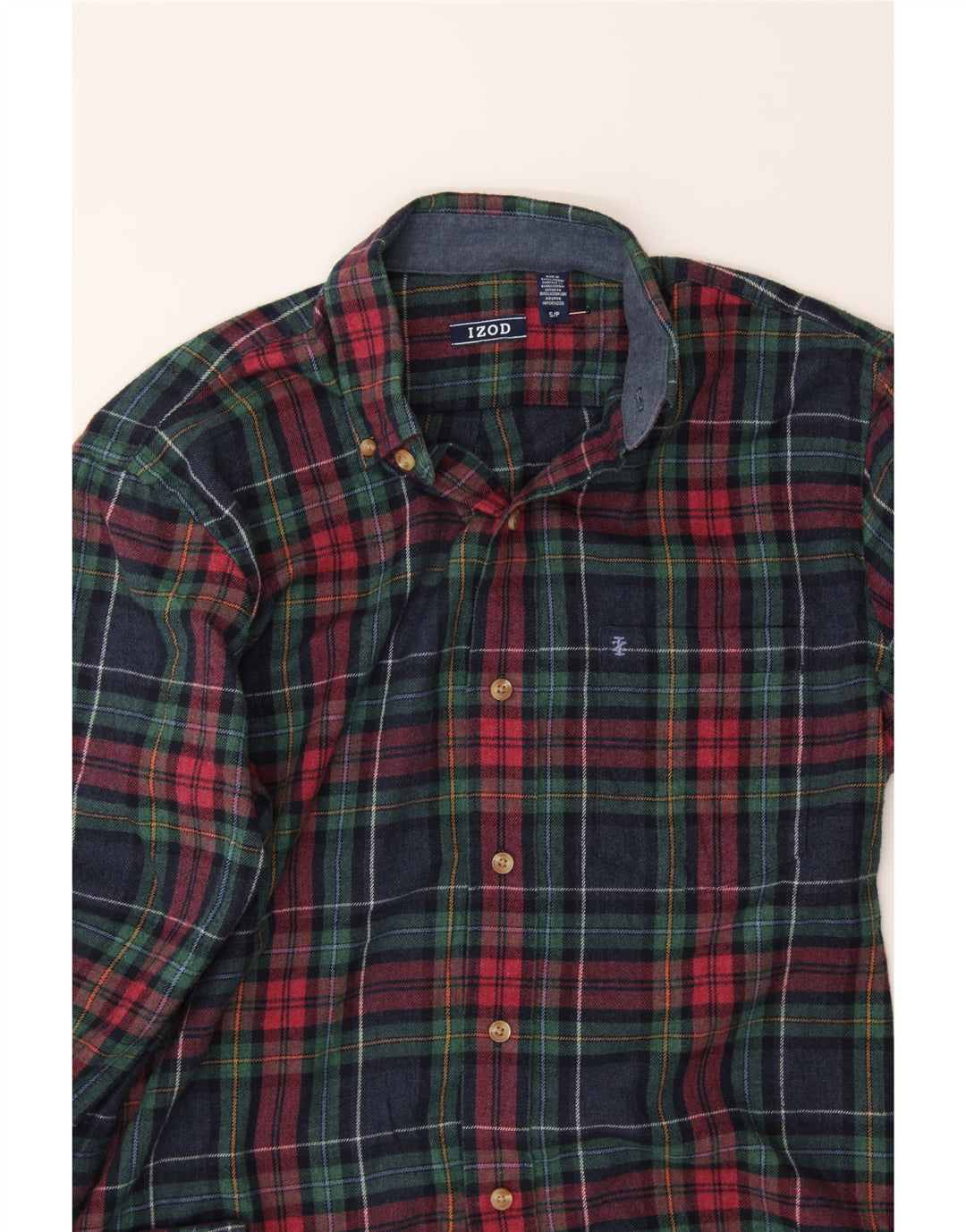 IZOD Mens Flannel Shirt Small Navy Blue Check Cotton Vintage Izod and Second-Hand Izod from Messina Hembry 