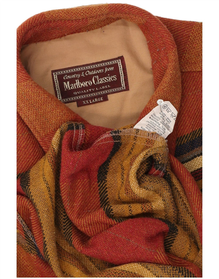 Marlboro Classics Herren-Overshirt-Hemd 2XL, braun kariertes Acryl