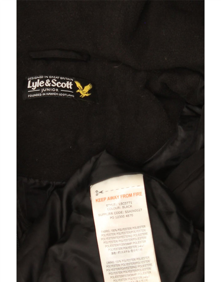 LYLE & SCOTT Wattierter Jungenmantel mit Kapuze, 15–16 Jahre, schwarzes Polyester