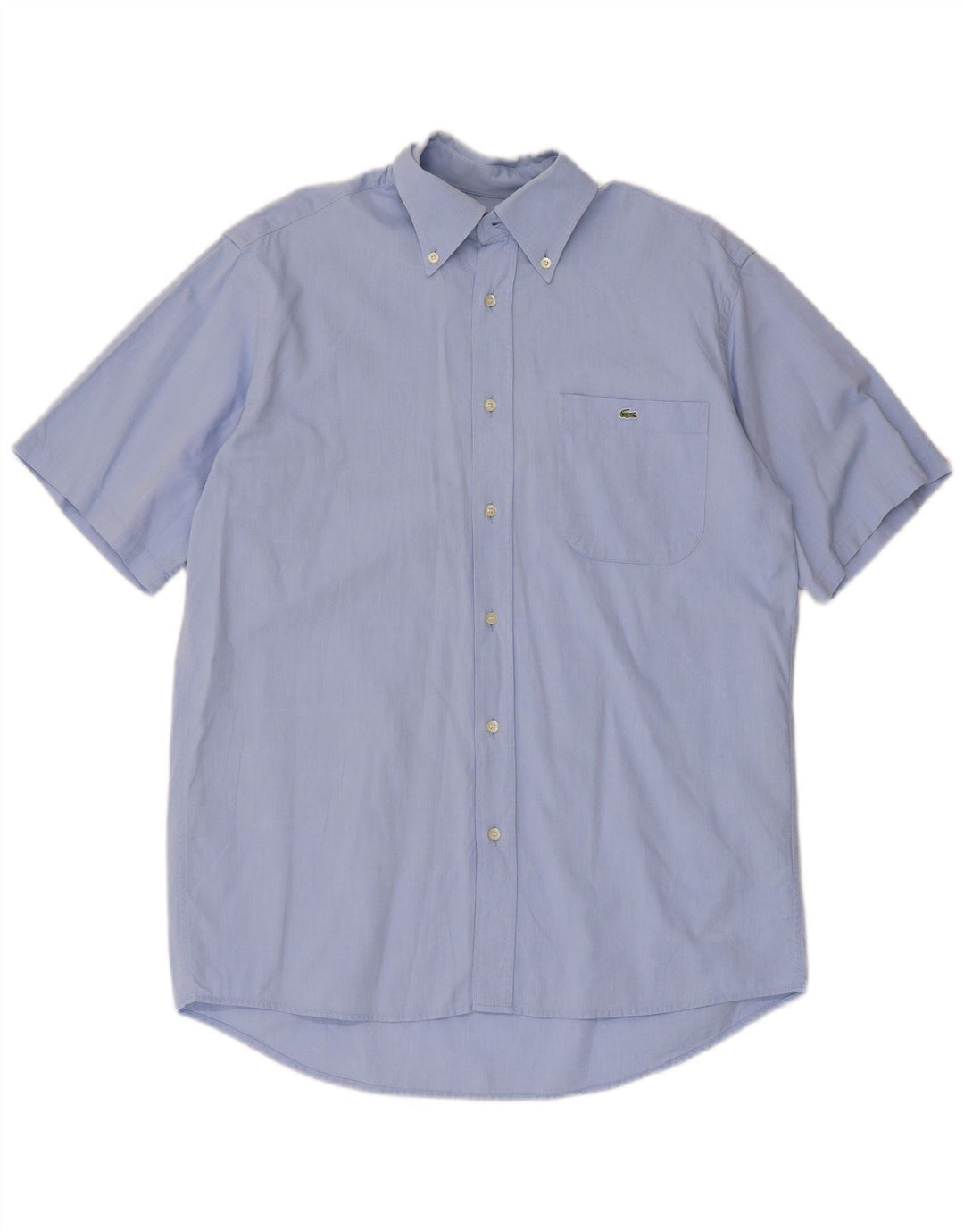 Lacoste Herren-Kurzarmhemd, Größe 40, mittelblaue Baumwolle