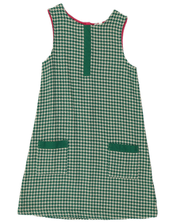 Boden Ärmelloses A-Linien-Kleid für Mädchen, 11–12 Jahre, grüne Baumwolle mit Hahnentrittmuster