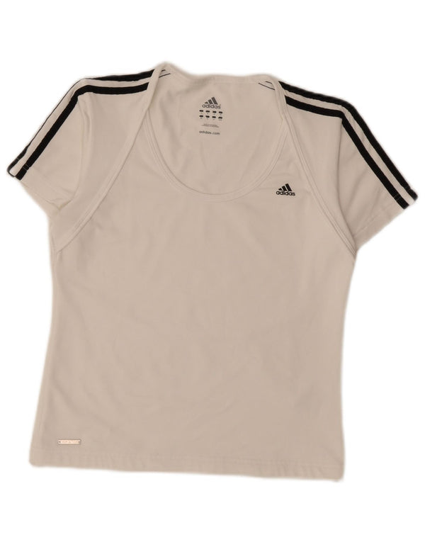 Adidas Damen Climacool T-Shirt Top UK 14 Medium Weiß Polyester