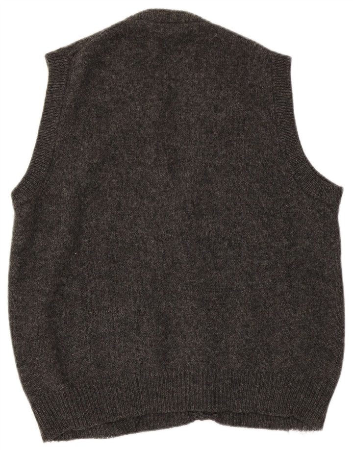 Fila Ärmelloser Herren-Cardigan-Pullover aus mittelgrauer Wolle
