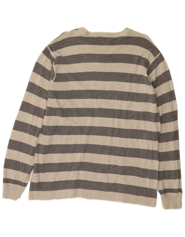 Timberland Herren-Pullover mit Rundhalsausschnitt, mittelgrau, gestreift, Baumwolle