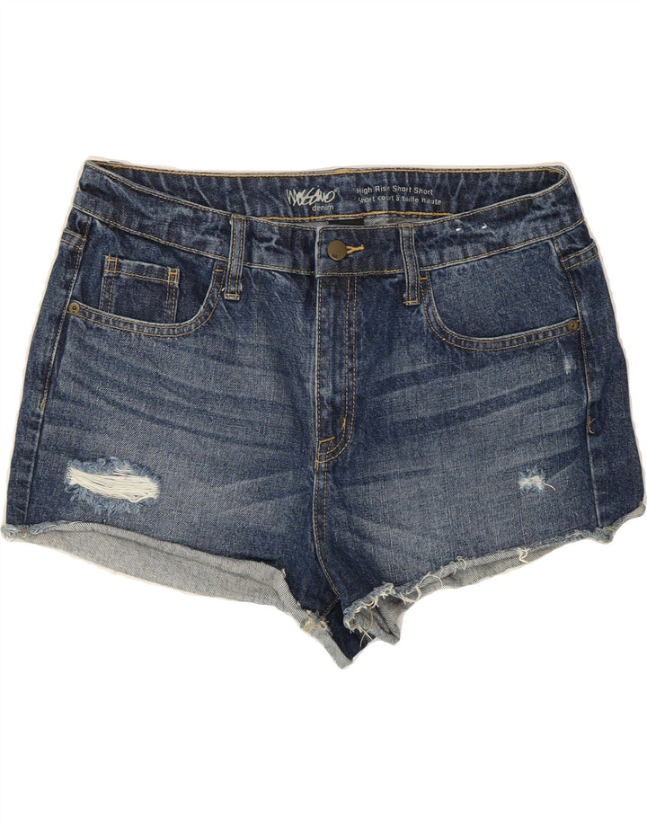 MOSSIMO Womens Distressed High Waist Denim Shorts US 12 Large W31 Blue Vintage Mossimo and Second-Hand Mossimo from Messina Hembry 