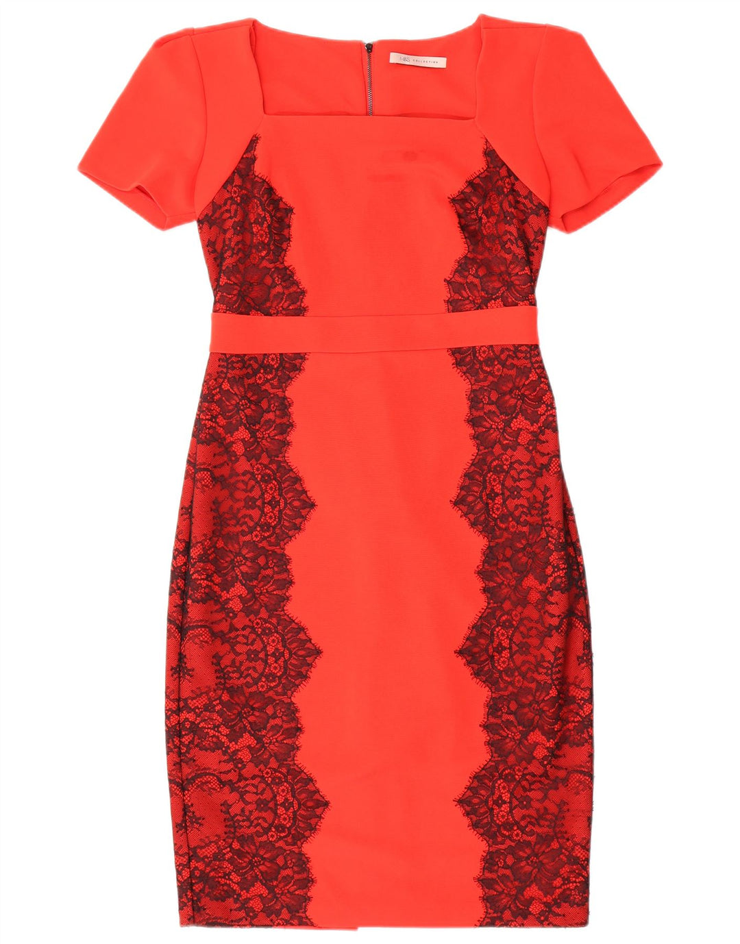 Marks & Spencer Damen Etuikleid UK 12 Mittelrotes, geblümtes Polyester