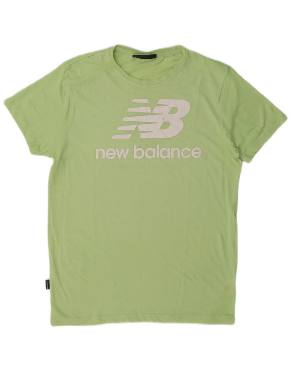 New Balance Damen Grafik-T-Shirt-Oberteil UK 16 Große grüne Baumwolle