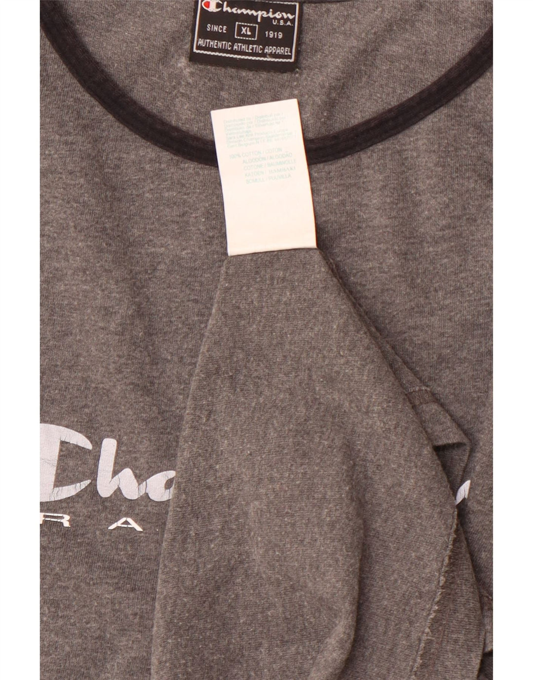 CHAMPION Damen Grafik-T-Shirt-Oberteil UK 18 XL Graue Baumwolle