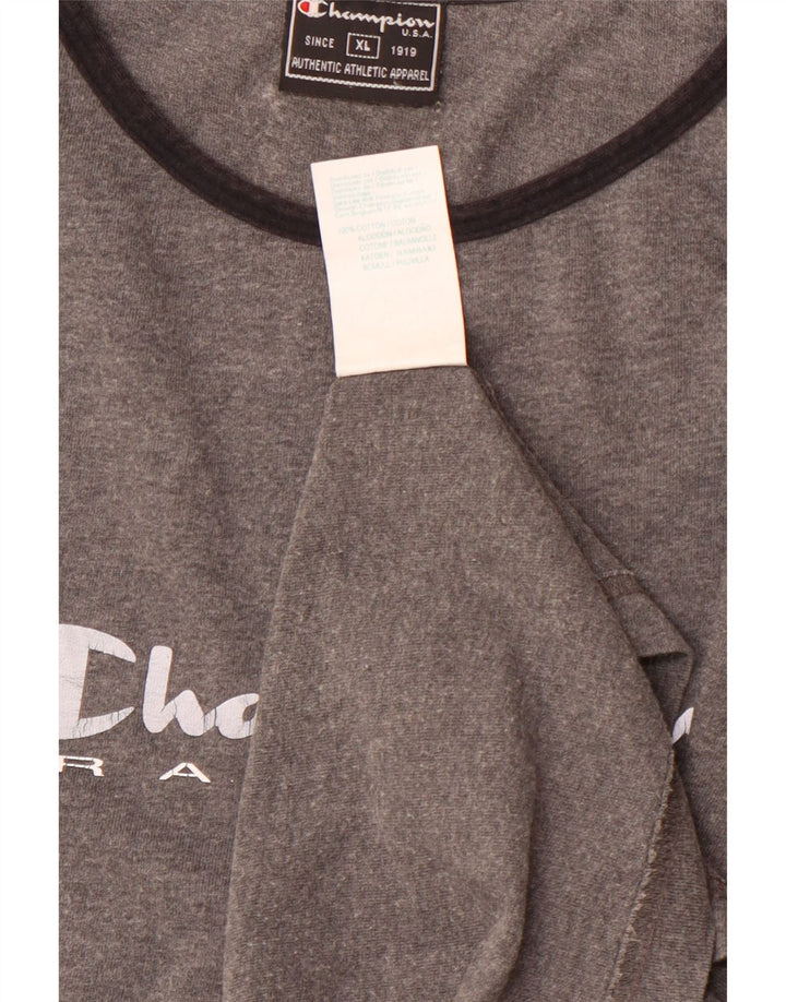 CHAMPION Damen Grafik-T-Shirt-Oberteil UK 18 XL Graue Baumwolle