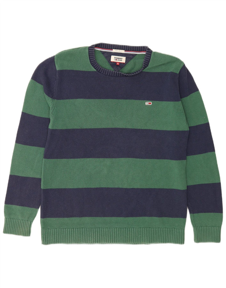 Tommy Hilfiger Herren-Pullover mit Rundhalsausschnitt, mittelgrün gestreift