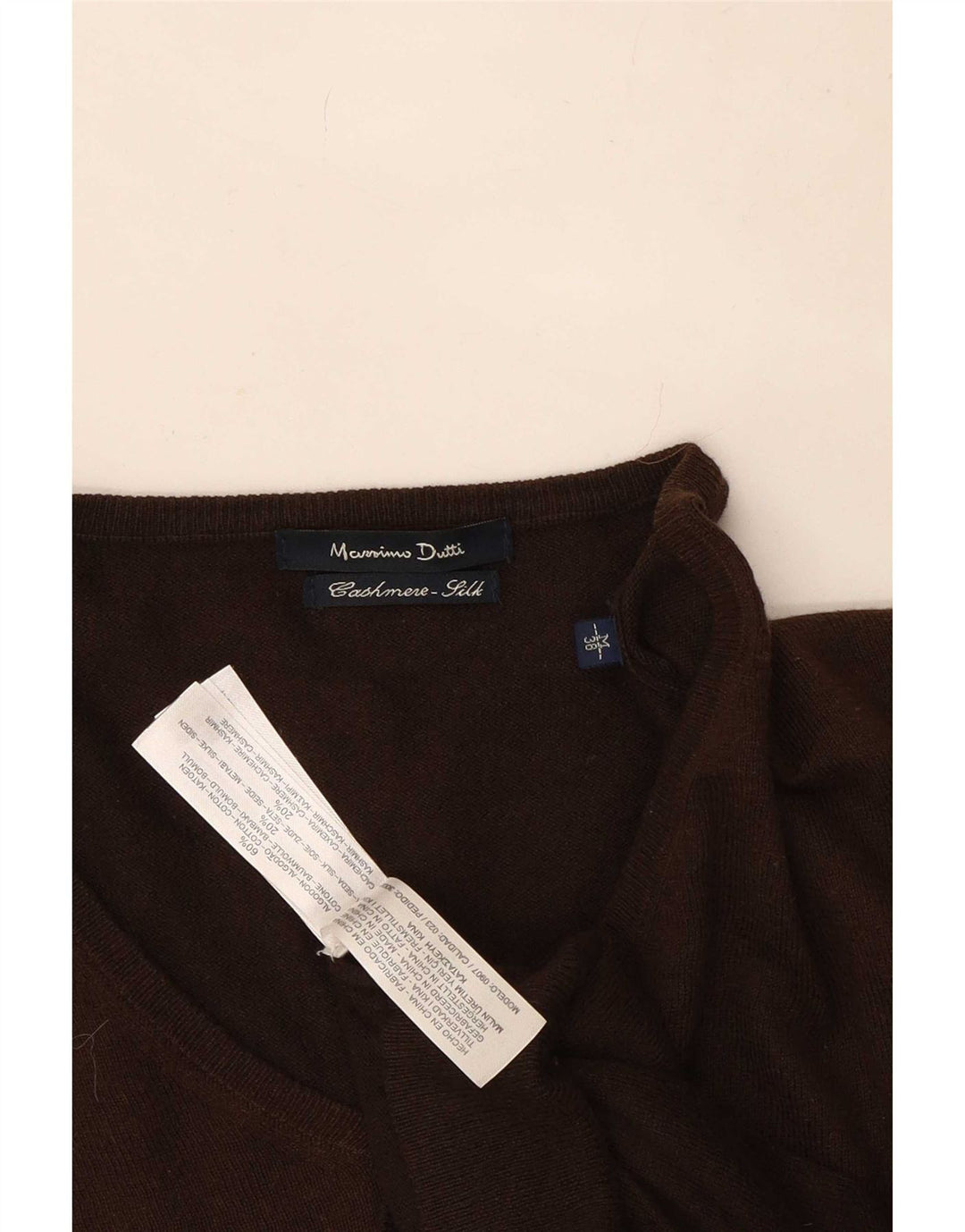 Massimo Dutti Herren-Pullover mit V-Ausschnitt aus mittelbraunem Kaschmir