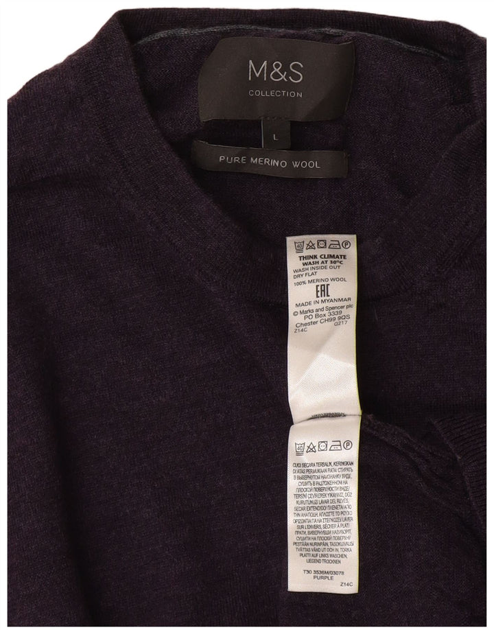 Marks & Spencer Herren-Pullover mit Rundhalsausschnitt, groß, violette Wolle
