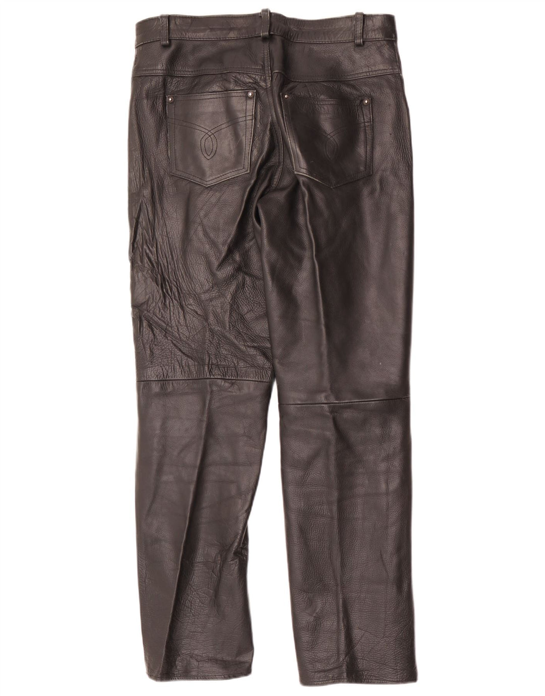 Vintage Herren gerade Lederhose W34 L31 Schwarz