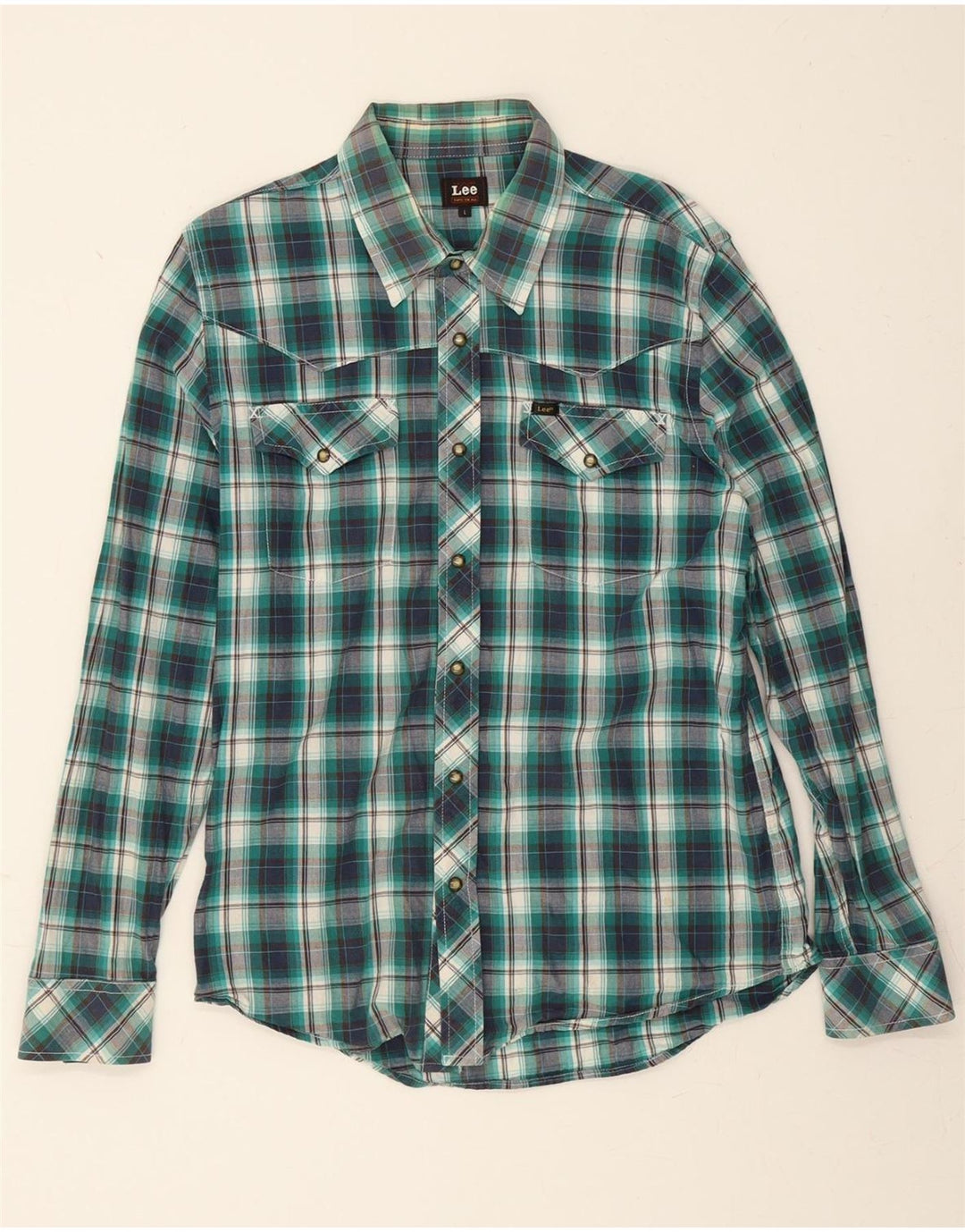 LEE Mens Shirt Large Green Check Cotton Vintage Lee and Second-Hand Lee from Messina Hembry 