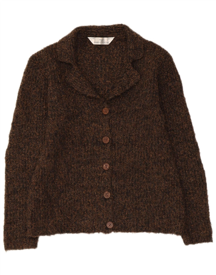 Marks & SPENCER Damen-Strickjacke, Gr. 10, klein, braun gefleckt