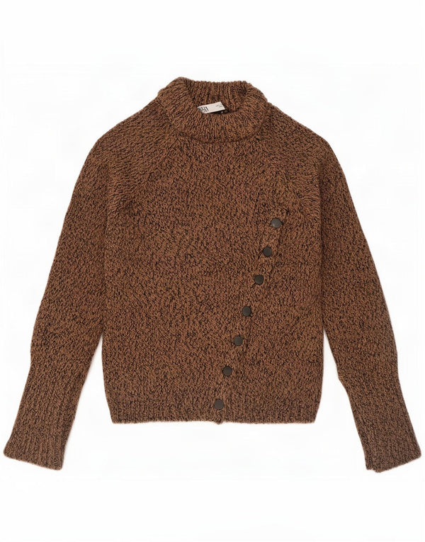 Rollkragenpullover für Damen von Zara, Gr. 10, klein, braun meliert, Acryl