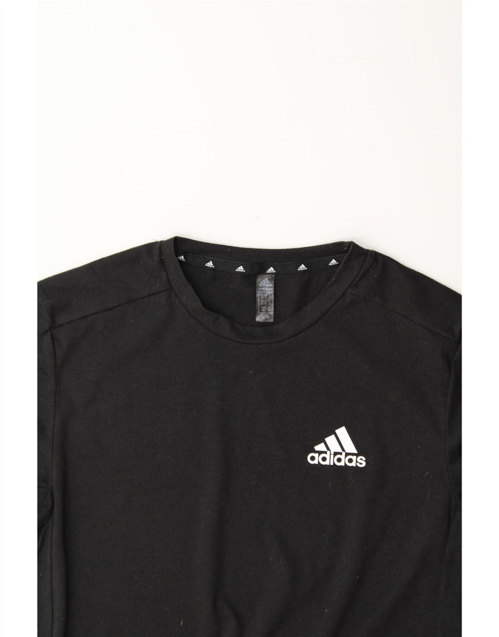 ADIDAS Mens T-Shirt Top Small Black Polyester Vintage Adidas and Second-Hand Adidas from Messina Hembry 