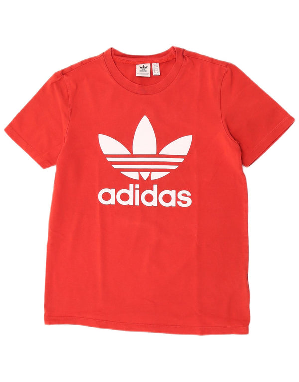 Adidas Damen Graphic T-Shirt Top UK 12 Mittelrote Baumwolle