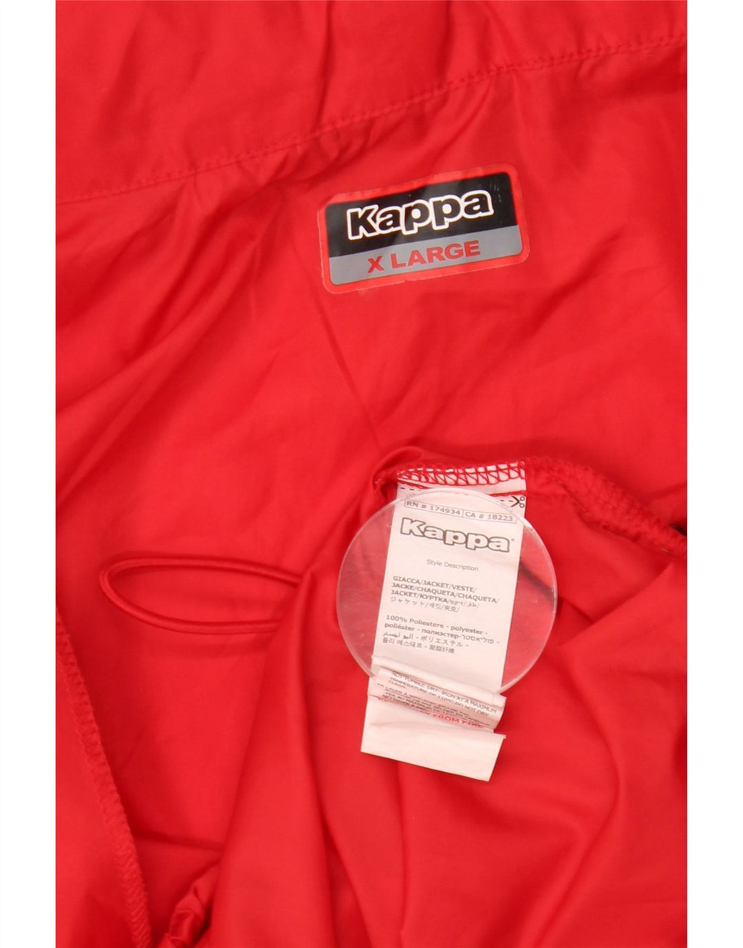 KAPPA Herren-Regenjacke mit Kapuze, UK 42, XL, Rot, Polyester