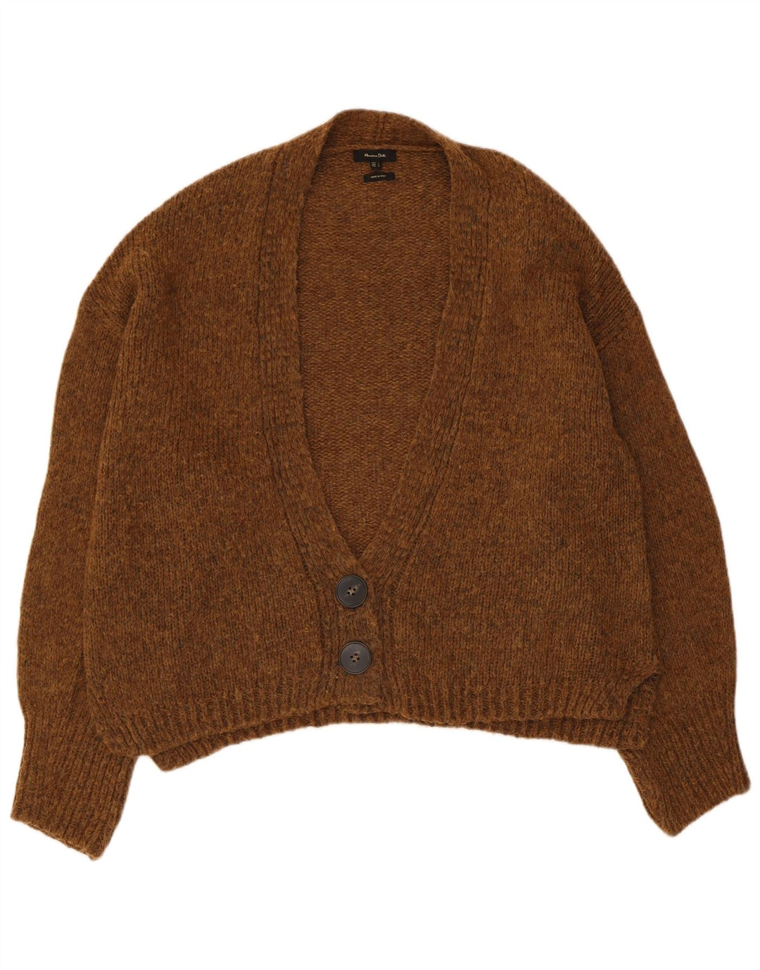 Massimo Dutti Damen Crop Oversized Cardigan Pullover UK 16 Large Braun