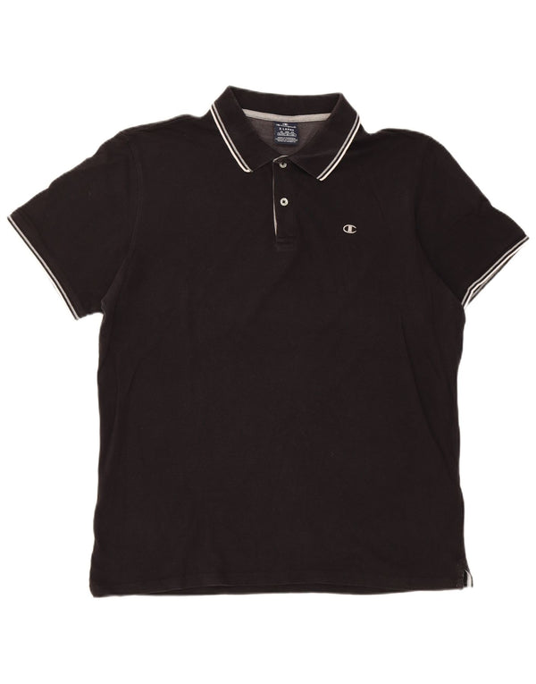 Champion Herren Kurzarm-Poloshirt XL, schwarz gestreift, Baumwolle