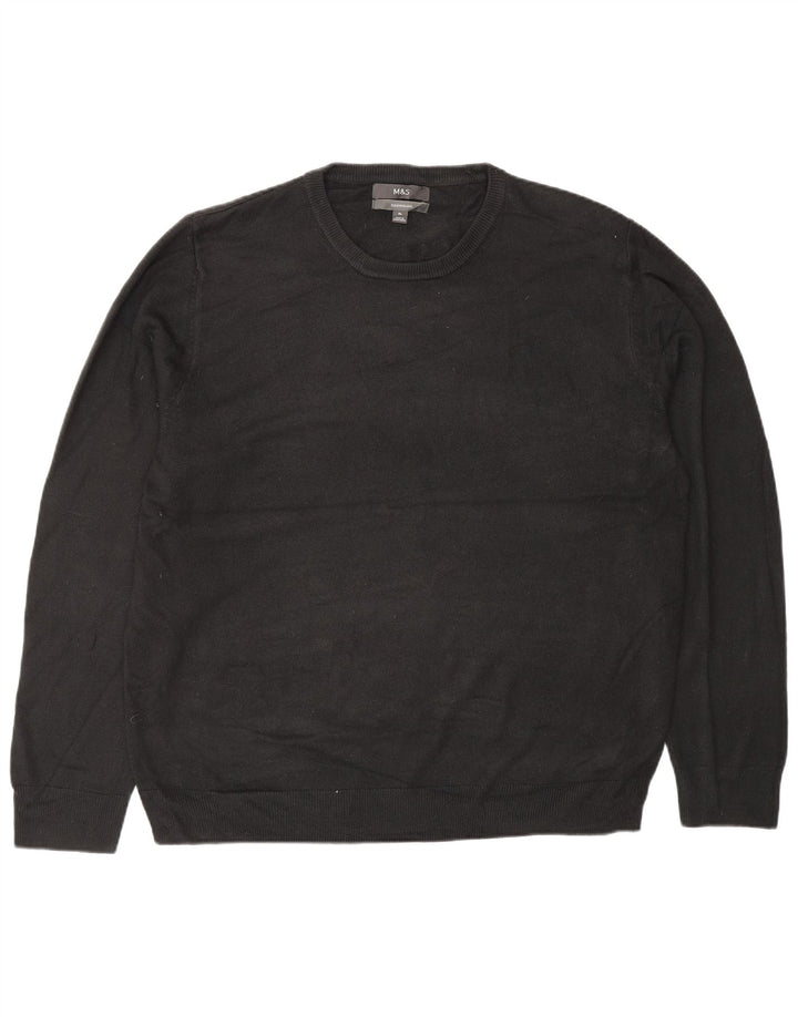 MARKS & SPENCER Herren-Pullover mit Rundhalsausschnitt, XL, schwarzes Acryl