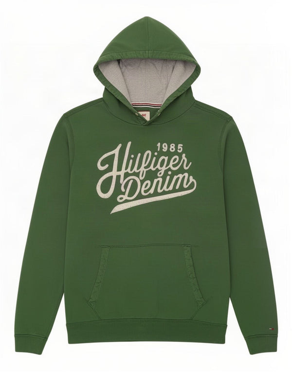 Tommy Hilfiger Herren-Kapuzenpullover mit Grafik, Größe 2XL, grüne Baumwolle