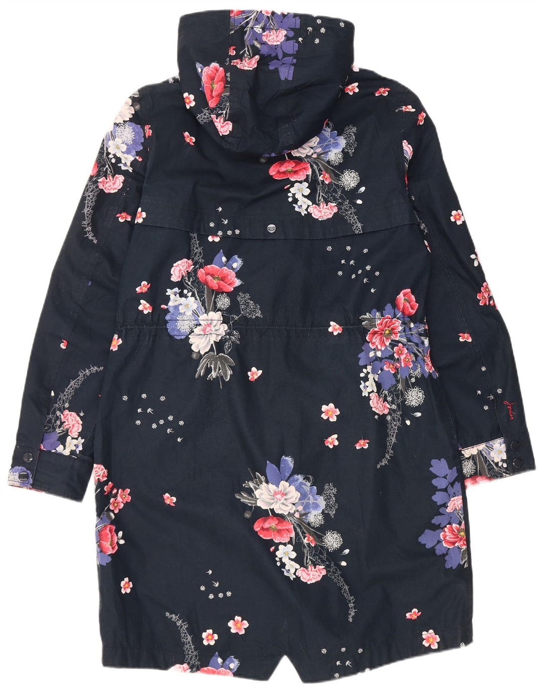 Joules Damen-Regenmantel mit Kapuze, UK 12, mittleres Marineblau mit Blumenmuster, Polyester